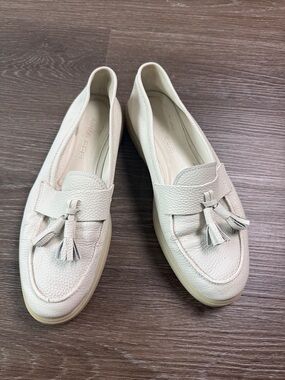 Anna Cori Women's Cream Leather Tassel Loafers